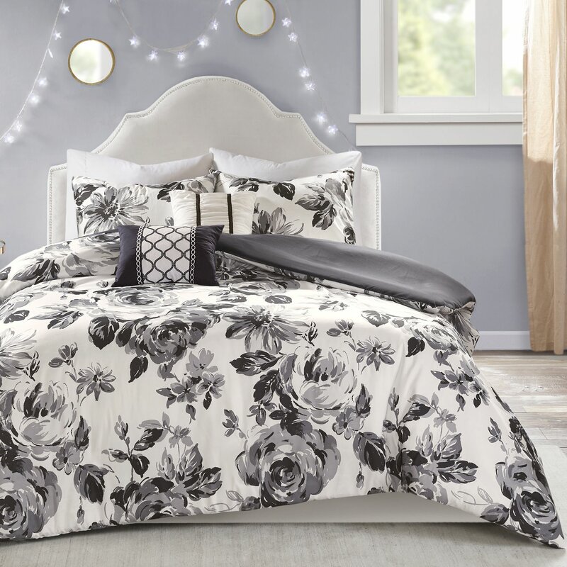 Intelligent Design Dorsey Full/Queen 5 Piece high quality Floral Print Duvet Cover Bedding.